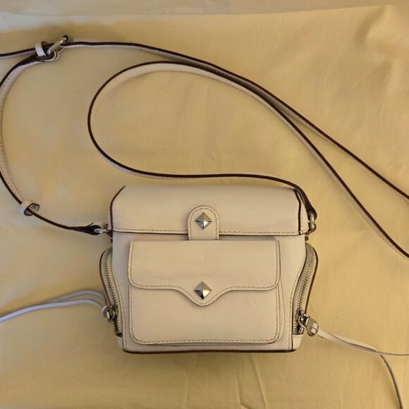 Ivory White Leather Rebecca Minkoff Crossbody Bag Great Style Retail Value $98 - Picture 1 of 11